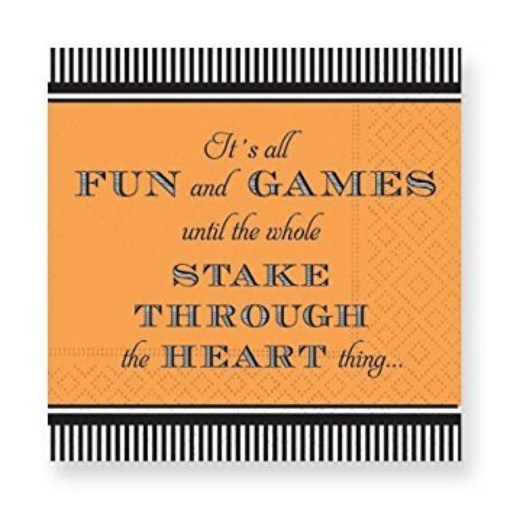 Design Design Halloween Black Orange Stake Beverage Napkins